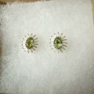 Nicola Bathie Silver and Green Sunburst Earrings